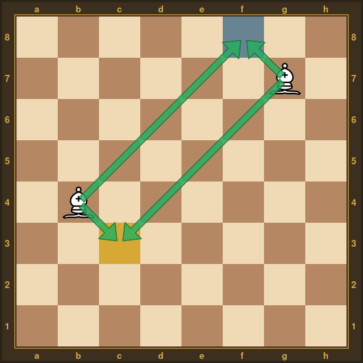 Diagonales de c3 et f8 et positions-solutions du fou